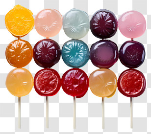Lollies - Colorful Assorted Round Lollipops On Sticks Transparent PNG