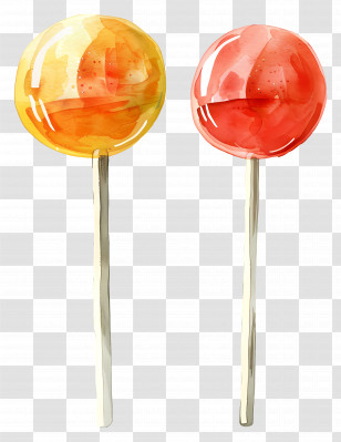 Lollipops - Colorful Lollipops In Yellow And Orange Transparent PNG