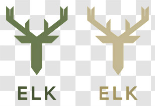 Elk Logo - Minimal Antler Elk Logo In Green And Gold Transparent PNG