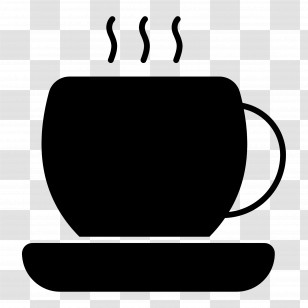 Steam Coffee - Black Silhouette Coffee Cup Illustration Transparent PNG