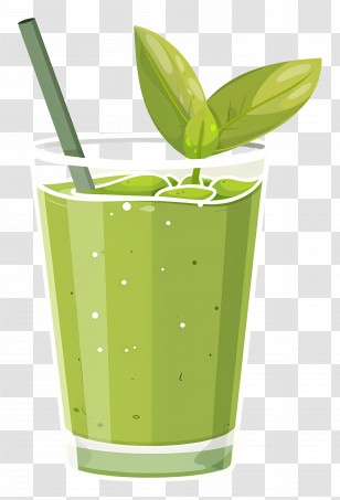 Green Tea Drink - Green Smoothie With Leaf Garnish Transparent PNG