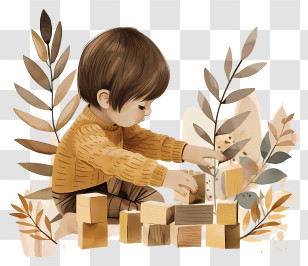 Child Playing - Child Playing With Wooden Blocks Transparent PNG