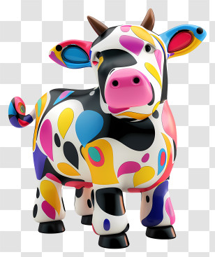 Colorful Cow - Colorful Cow Sculpture Transparent PNG