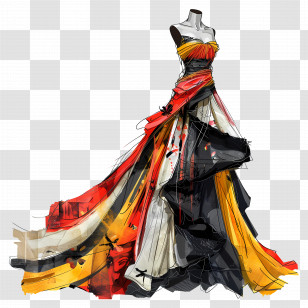 Gown Dress - Colorful Fashion Dress Transparent PNG