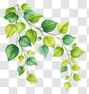 Painted Leaf Vine - Green Leaves Illustration Transparent PNG