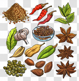Spices - Assorted Spices And Herbs Transparent PNG