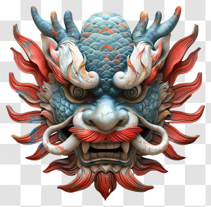 Dragon Face - Traditional Decorative Dragon Mask Transparent PNG