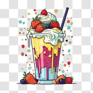 Fruit Milkshake
 - Colorful Milkshake With Strawberries And Cream Transparent PNG