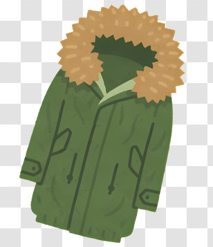 Fashion - Green Winter Coat With Fur Hood Transparent PNG