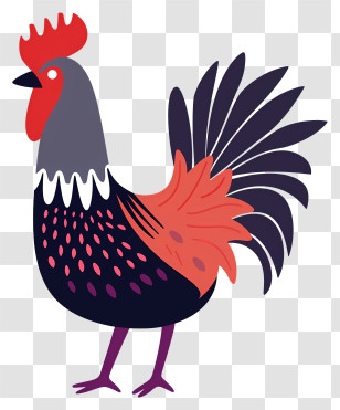 Rooster - Colorful Rooster Illustration In Graphic Style Transparent PNG