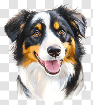 Australian Shepherd - Happy Smiling Dog Portrait Transparent PNG