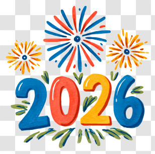 2026 With Fireworks - 2026 New Year Celebration Transparent PNG