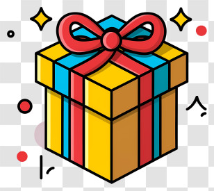 Colorful Geometric Shape - Festive Gift Box With Red Bow Transparent PNG
