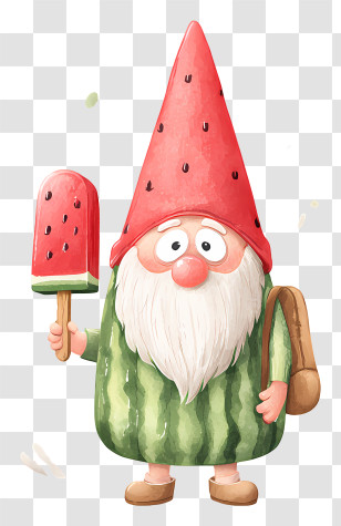 Hello Summer - Watermelon Gnome With Ice Cream Transparent PNG