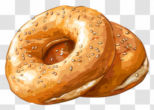 Bagel - Bagels With Sesame Seeds Illustration Transparent PNG