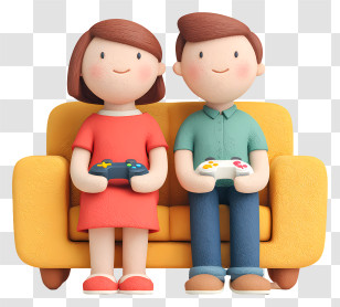 Couple Playing Video Game - Couple Playing Video Games On Couch Transparent PNG