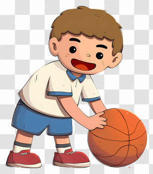 School Boy - Cartoon Child Playing Basketball Illustration Transparent PNG