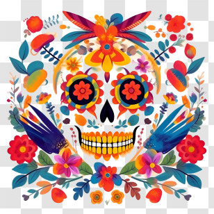 Day Of The Dead - Colorful Floral Sugar Skull Design Transparent PNG