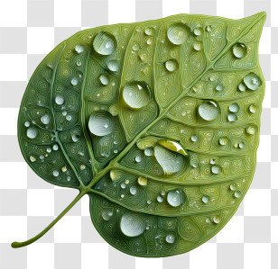 Jungle Leaf - Green Leaf With Water Droplets Transparent PNG