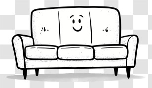 Sofa Outline - Smiling Couch Cartoon For Home Comfort Transparent PNG