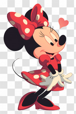 Minnie Mouse - Cartoon Mouse In Red Polka Dot Dress Transparent PNG