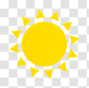 Sun Icon - Bright Yellow Geometric Sun Icon Transparent PNG