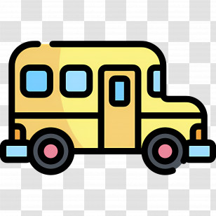School Bus - Yellow School Bus Design In Cartoon Style Transparent PNG