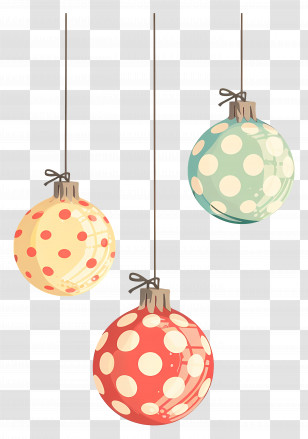 Christmas Polka Dot Balls - Polka Dot Christmas Ornaments Hanging Transparent PNG