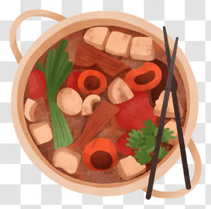 Chinese Food - Pot Of Vegetable Stew With Chopsticks Transparent PNG