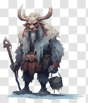 Snowman - Horned Warrior Creature With Spear Transparent PNG