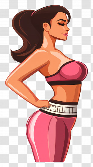 Weight Loss Woman - Fit Cartoon Woman In Workout Attire Transparent PNG