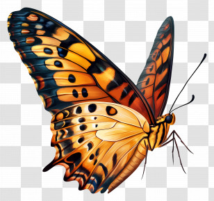 Butterfly Flying - Orange Butterfly Illustration Transparent PNG