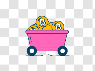 Pink Shopping Cart - Shopping Trolley Filled With Bitcoins Transparent PNG