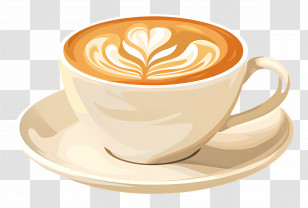 Cappuccino Coffee - Latte Art Coffee In A Cup Transparent PNG