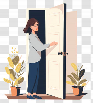 Open The Door - Woman Opening A Door Transparent PNG