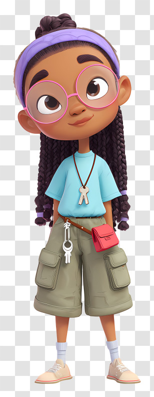 Kitherine - Cute Girl With Braids And Glasses Transparent PNG