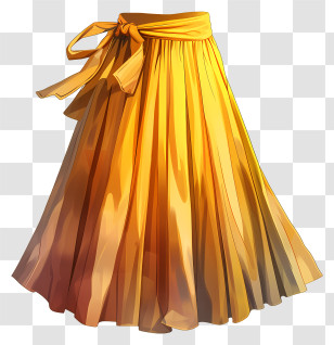 Skirt - Yellow Pleated Skirt Transparent PNG
