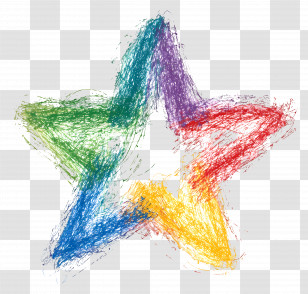 Doodle Star - Colorful Crayon Star Drawing Transparent PNG