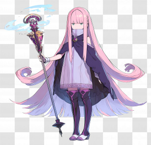 Ryuzu Meyer - Pink-haired Anime Character With Magical Staff Transparent PNG