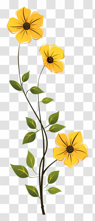 Yellow Flowers - Yellow Floral Design Transparent PNG