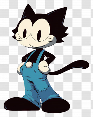 Felix The Cat - Cartoon Cat In Blue Overalls Transparent PNG