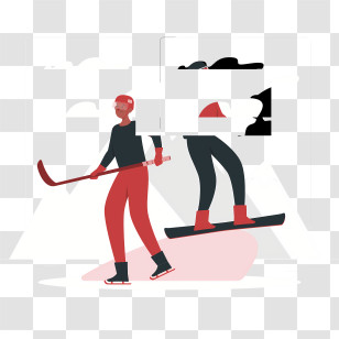 Skateboarding - Hockey Player And Snowboarder In Winter Transparent PNG