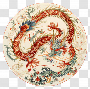 Chinese Zodiacs - Intricate Dragon In A Circle Transparent PNG