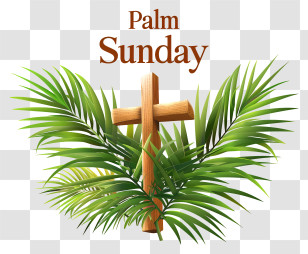 Palm Sunday - Palm Sunday Cross And Palm Leaves Decoration Transparent PNG