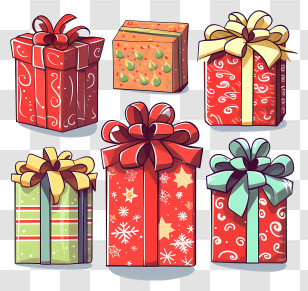 Gift Boxes - Decorative Gift Boxes In Colorful Wrapping Paper Transparent PNG