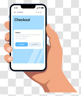 Hand Holding Phone Shopping - Mobile Checkout UI In Hand Transparent PNG