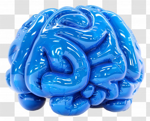 Blue Brain - Shiny Blue Brain Art Sculpture Transparent PNG