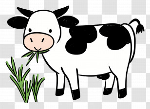 Cute Cow - Cow Eating Grass Transparent PNG