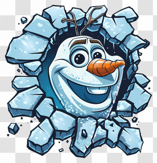 Frozen Olaf - Snowman Breaking Through Ice Transparent PNG
