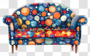 Multicolored Patterned Couch - Colorful Couch With Geometric Patterns Transparent PNG